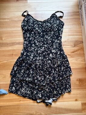 Black Floral Tiered Dress